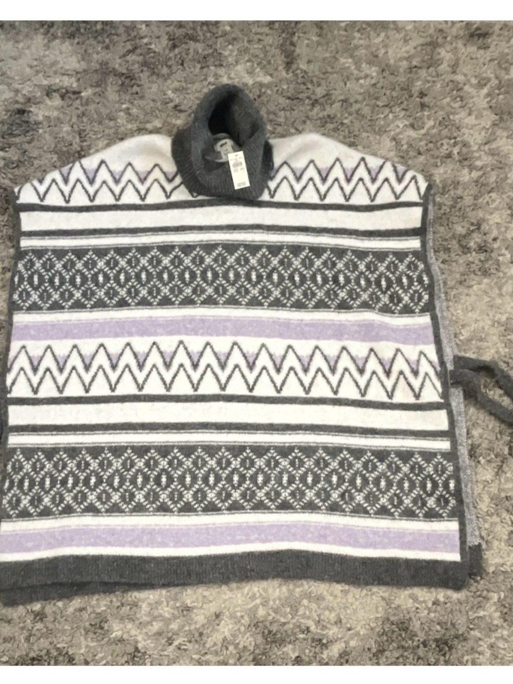 Aerie Poncho Women’s M Grey Lavender Geometric Turtleneck NWT